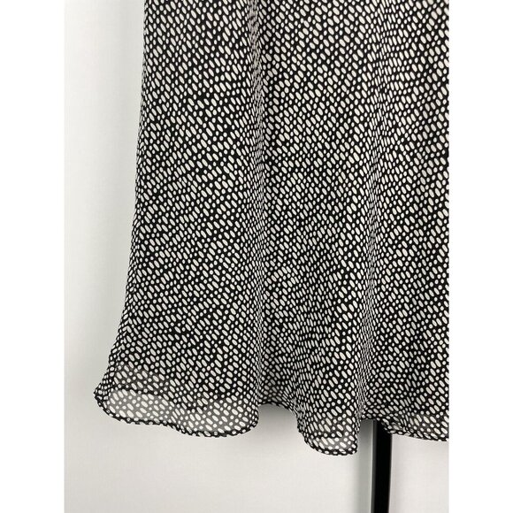 Ann Taylor Black Cream Speckled 100% Silk Flowy A-Line Skirt Size 10P - Picture 5 of 8